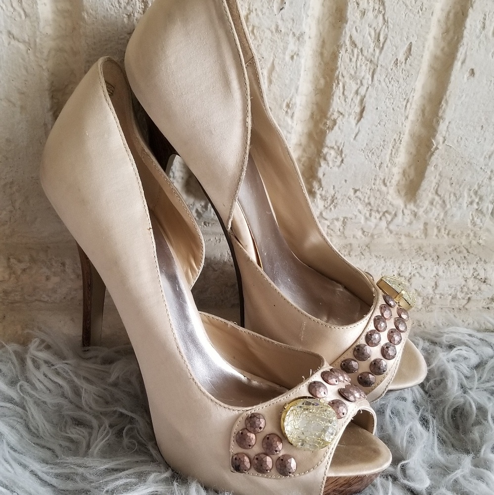 Champagne studded heels